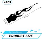 4 PCS Car Flame Stickers, Reflective Racing Style Decal, Flexible Anti-scratch Stripe Film with Back-adhesive, Universal Cuttable Trim for Body Hood Rearview Mirror Frame Helmet (Black) - Image 3