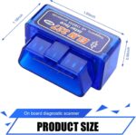 Car OBDII Diagnostic Tool, ELM327 Engine Data Scanner for Real-time Monitoring, Portable Fault Reading and Elimination Tool, Universal Bluetooth Connection for IOS Android Windows (Blue) - Image 3