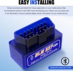 Car OBDII Diagnostic Tool, ELM327 Engine Data Scanner for Real-time Monitoring, Portable Fault Reading and Elimination Tool, Universal Bluetooth Connection for IOS Android Windows (Blue) - Image 7