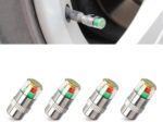 4 PCS Tire Pressure Monitor Caps, 3-color Visual Indicator, 2.4 Bar 36 PSI Valve Stem Cover, for Most Cars (Silver)