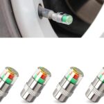 4 PCS Tire Pressure Monitor Caps, 3-color Visual Indicator, 2.4 Bar 36 PSI Valve Stem Cover, for Most Cars (Silver)