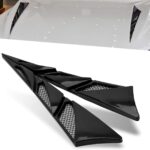 2 PCS Car Hood Air Vent Stickers, Airflow Shark Spoiler Decorative Cover with Reflective Film, Self-Adhesive Waterproof Hood Intake Trim, Universal Exterior Modification for Car (Black)