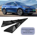 2 PCS Car Hood Air Vent Stickers, Airflow Shark Spoiler Decorative Cover with Reflective Film, Self-Adhesive Waterproof Hood Intake Trim, Universal Exterior Modification for Car (Black) - Image 6