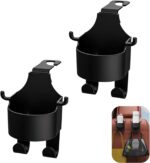 2 PCS Car Seat Back Hooks, 3-in-1 Cup Phone Holder and Storage Double Hooks for Key Umbrella Bag Hat, Strong Load Bearing Anti-Shake Layered Mount, Universal Hanging Interior for Cars (Black) - Image 2