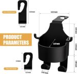 2 PCS Car Seat Back Hooks, 3-in-1 Cup Phone Holder and Storage Double Hooks for Key Umbrella Bag Hat, Strong Load Bearing Anti-Shake Layered Mount, Universal Hanging Interior for Cars (Black) - Image 3