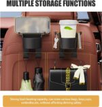 2 PCS Car Seat Back Hooks, 3-in-1 Cup Phone Holder and Storage Double Hooks for Key Umbrella Bag Hat, Strong Load Bearing Anti-Shake Layered Mount, Universal Hanging Interior for Cars (Black) - Image 6