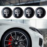 4 PCS Car Wheel Center Caps, 2.24" Cool Personalized Longtooth Skull Wheel Center Hub Cap Cover, Scratch-Resistant Anti-Rust Rim Sticker Accessory, Universal for Cars Tire Trim (Black) - Image 5