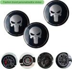 4 PCS Car Wheel Center Caps, 2.24" Cool Personalized Longtooth Skull Wheel Center Hub Cap Cover, Scratch-Resistant Anti-Rust Rim Sticker Accessory, Universal for Cars Tire Trim (Black) - Image 7