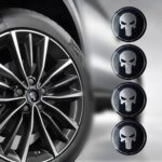 4 PCS Car Wheel Center Caps, 2.24" Cool Personalized Longtooth Skull Wheel Center Hub Cap Cover, Scratch-Resistant Anti-Rust Rim Sticker Accessory, Universal for Cars Tire Trim (Black) - Image 8