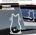 Cat Car Windshield Wiper Sticker, Cute Cartoon Tail Wagging Effect Wiper Sticker, Rear Windshield Waterproof Decorative Decal, Self-adhesive Exterior Accessory for Cars (White) - Image 6