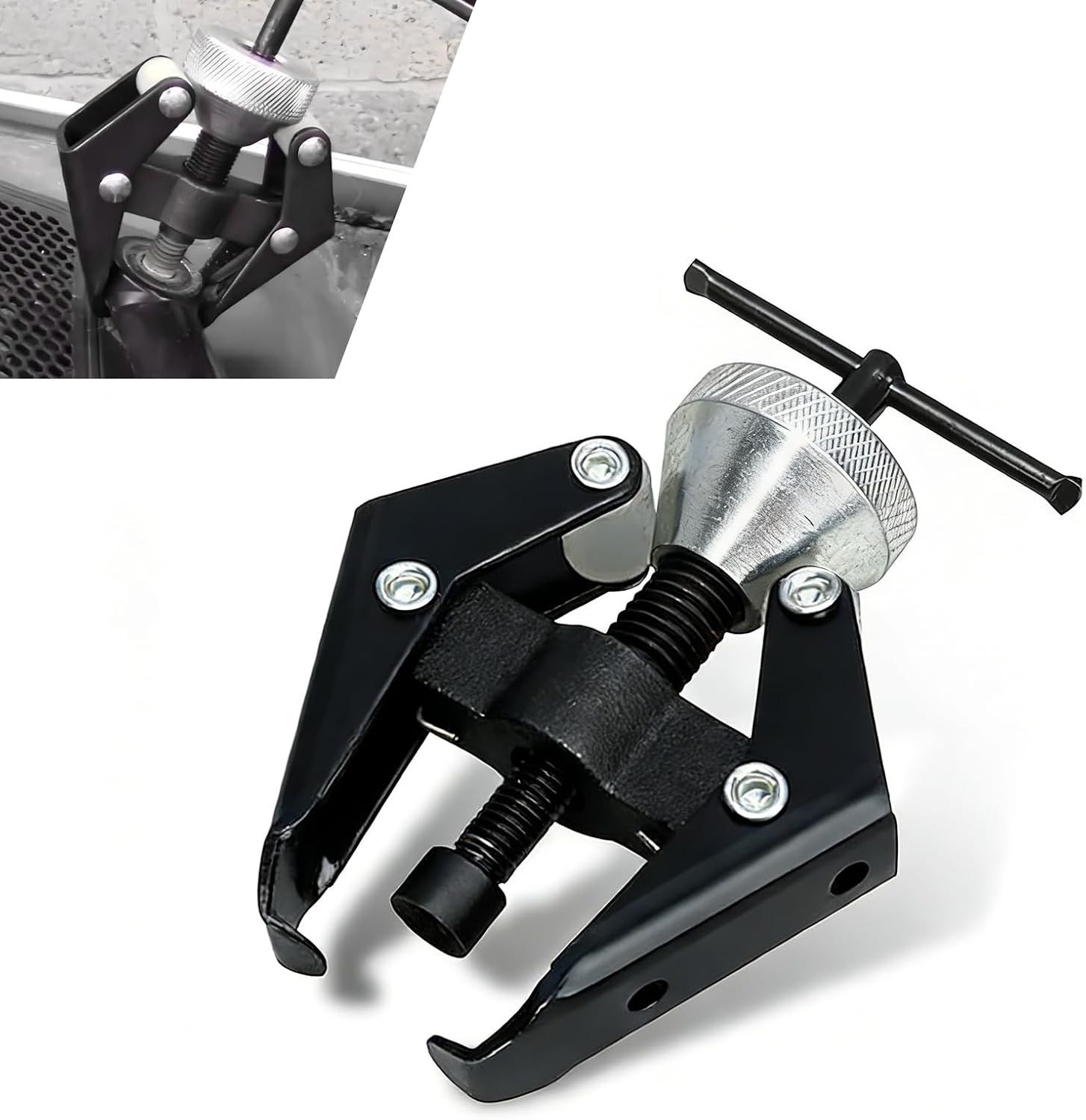 V1259-DP01-H-00252-00 Car Front Windshield Wiper Arm Puller, Adjustable Anti-slip Wiper Arm Removal Tool, Heavy Duty Steel Anti-rust Terminal Puller, Portable Disassembly Tool for Cars Trucks SUVs (Black) - Image 1