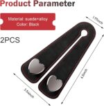 2 PCS Car Seat Headrest Hooks, Multifunctional Double Hanger & Phone Holder, Soft Suede Leather & Load-bearing Heart Shape Metal Hook, Back Seat Organizer for Most Cars (Black) - Image 3