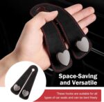 2 PCS Car Seat Headrest Hooks, Multifunctional Double Hanger & Phone Holder, Soft Suede Leather & Load-bearing Heart Shape Metal Hook, Back Seat Organizer for Most Cars (Black) - Image 5