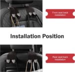 2 PCS Car Seat Headrest Hooks, Multifunctional Double Hanger & Phone Holder, Soft Suede Leather & Load-bearing Heart Shape Metal Hook, Back Seat Organizer for Most Cars (Black) - Image 8