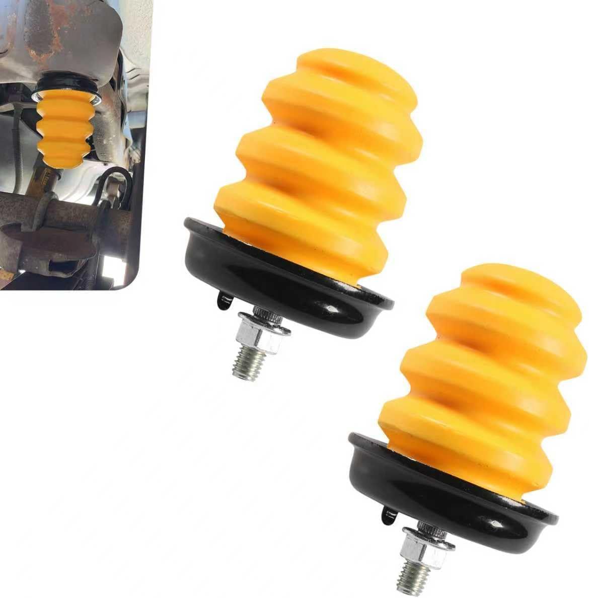 V1259-DP01-I-00103-00 2 PCS Car Rear Axle Bumper, Rear Shock Absorber Bump Stop with Nut, Reduce Rattle Buffer Replacement OEM# 15712438, Compatible with Chevy Silverado 1500 2500 3500 Suburban GMC Sierra (Yellow) - Image 1