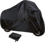 Motorcycle Cover, Waterproof Sun-proof Cloth for All Seasons, Windproof Anti-scratch Shield with Lock‑hole & Buckle Strap, Full Coverage Outdoor Cover for Motorcycle E‑bike Scooter (Black) - Image 2