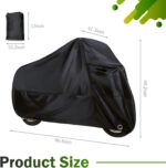 Motorcycle Cover, Waterproof Sun-proof Cloth for All Seasons, Windproof Anti-scratch Shield with Lock‑hole & Buckle Strap, Full Coverage Outdoor Cover for Motorcycle E‑bike Scooter (Black) - Image 3