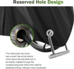 Motorcycle Cover, Waterproof Sun-proof Cloth for All Seasons, Windproof Anti-scratch Shield with Lock‑hole & Buckle Strap, Full Coverage Outdoor Cover for Motorcycle E‑bike Scooter (Black) - Image 8