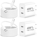 iPhone 17 Pro Max Charger Fast Charging, 40W Dual USB C Fast Charger Block with 6ft Type C Charging Cable Cord for iPhone 17/17 Pro/17 Pro Max/Air/16/16 Pro/16 Pro Max/16 Plus/15/15 Pro Max
