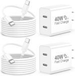 iPhone 17 Pro Max Charger Fast Charging, 40W Dual USB C Fast Charger Block with 6ft Type C Charging Cable Cord for iPhone 17/17 Pro/17 Pro Max/Air/16/16 Pro/16 Pro Max/16 Plus/15/15 Pro Max - Image 2