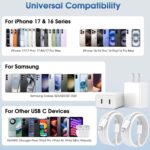 iPhone 17 Pro Max Charger Fast Charging, 40W Dual USB C Fast Charger Block with 6ft Type C Charging Cable Cord for iPhone 17/17 Pro/17 Pro Max/Air/16/16 Pro/16 Pro Max/16 Plus/15/15 Pro Max - Image 7