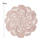 Embroidered Heat Insulation Placemat 6-Pack - Hollow Round PVC Table Mat with Lace Design - Anti-Slip Oil Proof Dining Mat for Kitchen Restaurant - Rose Gold 39cm - Image 2