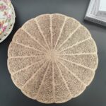 Embroidered Heat Insulation Placemat 6-Pack - Hollow Round PVC Table Mat with Lace Design - Anti-Slip Oil Proof Dining Mat for Kitchen Restaurant - Rose Gold 38cm