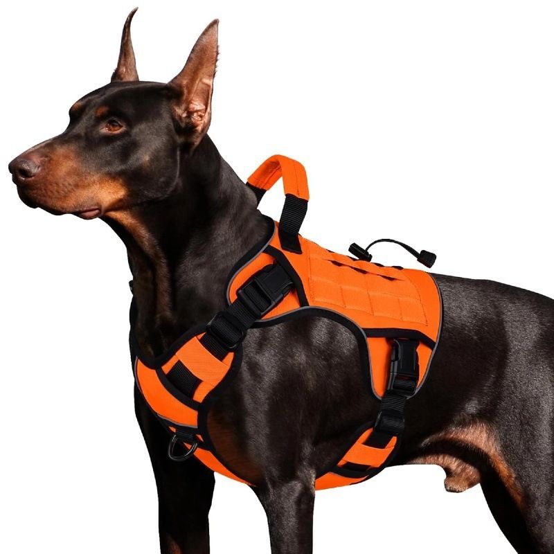 V1263-JX-7825-2-00 Dog Harness Large Dog No Pull Reflective Adjustable Pet Vest with Handle - Orange M - Image 1