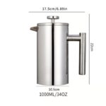 304 Stainless Steel French Press Coffee Maker, Household Hand-Brew Coffee Pot, Tea Filter Pot—1000ML - Image 9