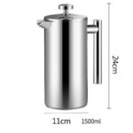 304 Stainless Steel French Press Coffee Maker, Household Hand-Brew Coffee Pot, Includes One Filter – 1500ML - Image 9