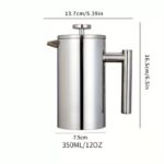 304 Stainless Steel French Press Coffee Maker, Household Hand-Brew Coffee Pot, Includes One Filter—350ML - Image 9