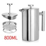 304 Stainless Steel French Press Coffee Maker, Household Hand-Brew Coffee Pot, Tea Filter Pot—800 mL