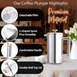 304 Stainless Steel French Press Coffee Maker, Household Hand-Brew Coffee Pot, Includes One Filter—800ML - Image 5