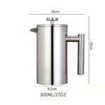 304 Stainless Steel French Press Coffee Maker, Household Hand-Brew Coffee Pot, Includes One Filter—800ML - Image 9
