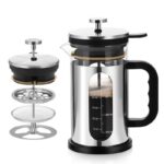 1000ml Press Sealed Lid French Press, Borosilicate Glass Coffee Maker, Manual Tea Brewer