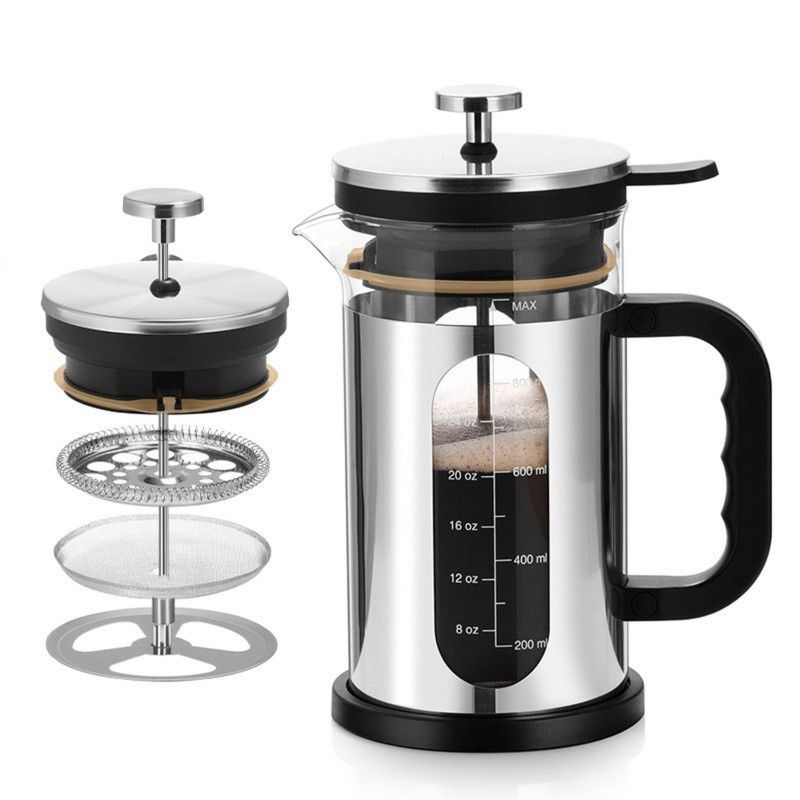 V1265-AU-494-1000ML-00 1000ml Press Sealed Lid French Press, Borosilicate Glass Coffee Maker, Manual Tea Brewer - Image 1