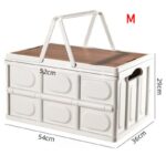 Size M - Multifunctional Folding Camping Storage Box, Car Trunk Organizer, Picnic Storage Bin with Wooden Lid - Approx. 55L