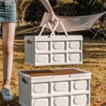 Size S - Multifunctional Folding Camping Storage Box, Car Trunk Organizer, Picnic Storage Bin with Wooden Lid - Approx. 30L - Image 3