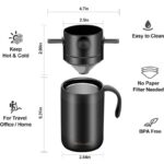 Portable Pour-Over Coffee, 304 Stainless Steel Coffee Mug, Foldable Filter Dripper with Stirring Spoon Travel Coffee Kit—White - Image 2