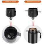 Portable Pour-Over Coffee, 304 Stainless Steel Coffee Mug, Foldable Filter Dripper with Stirring Spoon Travel Coffee Kit—White - Image 3