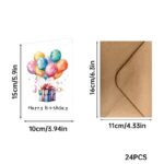 24 PCS Watercolor Happy Birthday Cards Pack, Assorted Designs Cards with Envelopes - Image 2