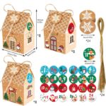 Vintage Christmas House Treat Boxes, 3 Designs Gingerbread House Paper Boxes 24 Pcs Set