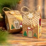 Vintage Christmas House Treat Boxes, 3 Designs Gingerbread House Paper Boxes 24 Pcs Set - Image 2