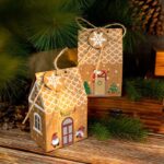 Vintage Christmas House Treat Boxes, 3 Designs Gingerbread House Paper Boxes 24 Pcs Set - Image 3