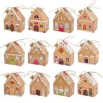 Kraft Paper Christmas House Gift Boxes, 12 Designs Candy Treat Boxes 24 Pcs Set - Image 2