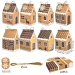 Plain Kraft Christmas House Gift Boxes, 4 Designs Gingerbread House Treat Boxes 24 Pcs Set