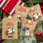 Cartoon Santa Christmas Kraft Gift Bags, 24Pcs Holiday Candy Treat Paper Bags Set - Image 3