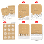 Black White Sketch Christmas Kraft Paper Bags, 24Pcs Xmas Treat Gift Bags Set