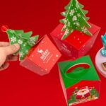 3D Christmas Tree Gift Boxes, Christmas Apple Candy Packaging Box Set Includes 10 Boxes & 10 Bells-S - Image 4