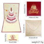3-Piece Set of 3D Pop-Up Birthday Cake Cards, Creative Handmade Greeting Cards with LED Lights—Brown - Image 5